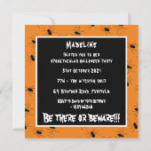 Invitation d'Halloween pour araignées Déplaisantes (Dos)