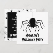 Invitation d'Halloween pour araignées Déplaisantes (Devant / Derrière)