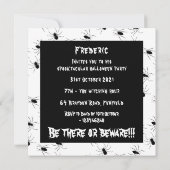 Invitation d'Halloween pour araignées Déplaisantes (Dos)