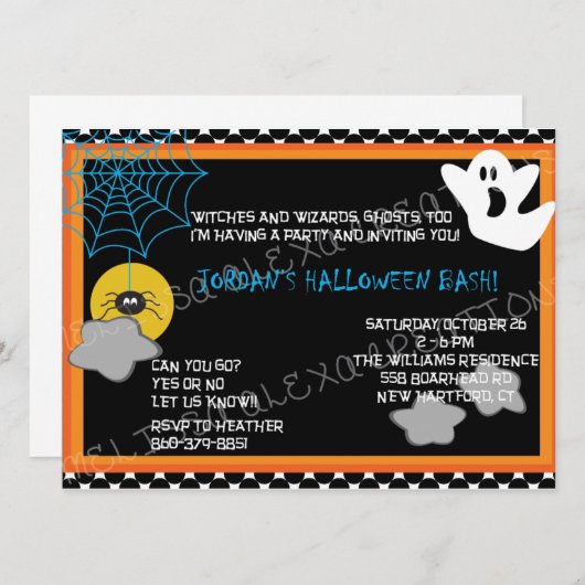 Invitation d'Halloween pour enfants (Devant / Derrière)
