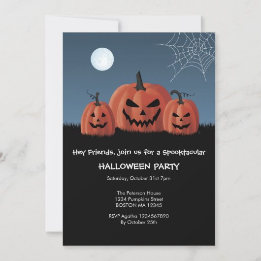 Invitation d'Halloween pour les citrouilles (Devant)