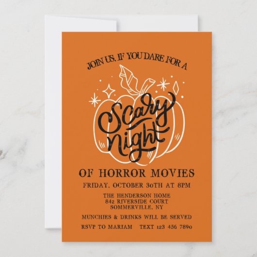 Invitation d'Halloween pour une Nuit Effrayante (Devant)