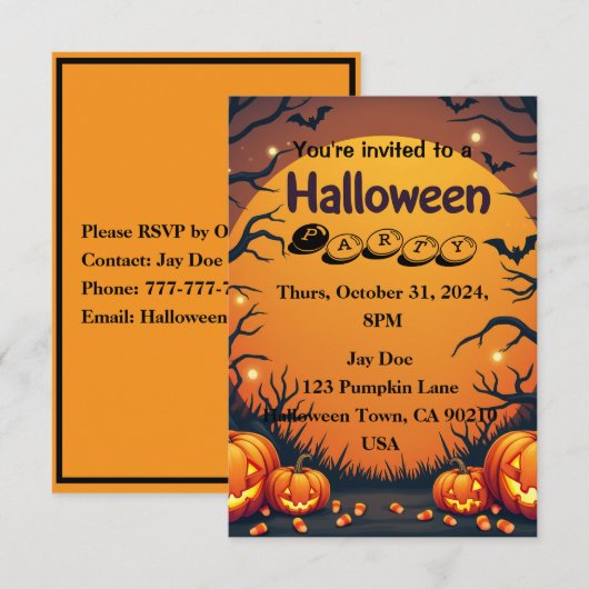 Invitation d'Halloween - Rejoignez-nous pour une f (Devant / Derrière)