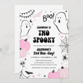 Invitation d'Halloween rose 2e anniversaire (Devant / Derrière)