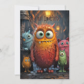Invitation d'Halloween Silly Funny Créatures migno (Devant)