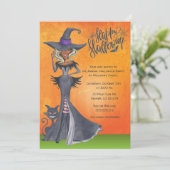 Invitation d'Halloween sorcière ethnique, soirée c (Debout devant)