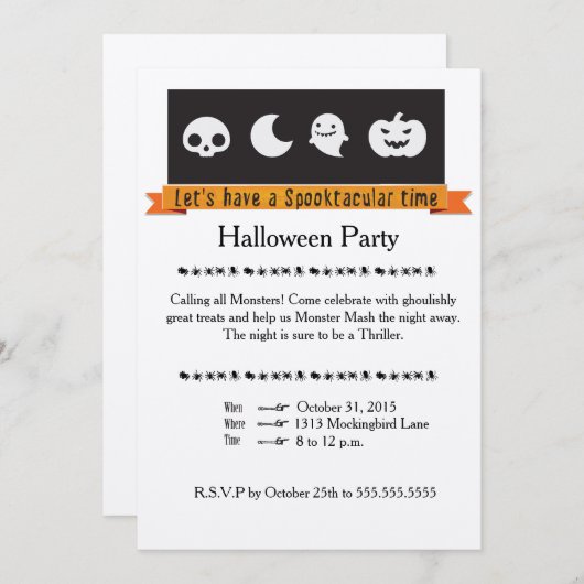 Invitation d'Halloween Spooktaculaire (Devant / Derrière)