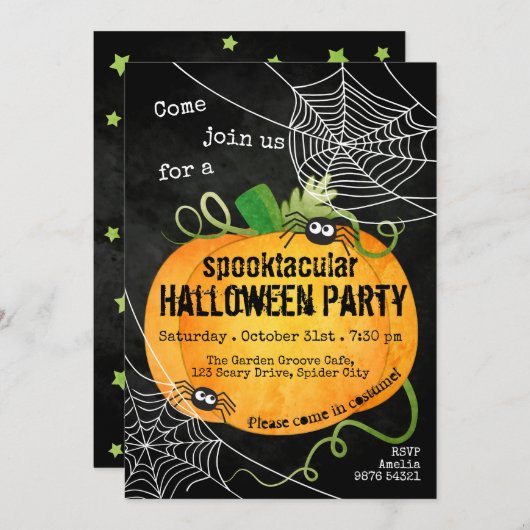 Invitation d'Halloween Spooktaculaire (Devant / Derrière)