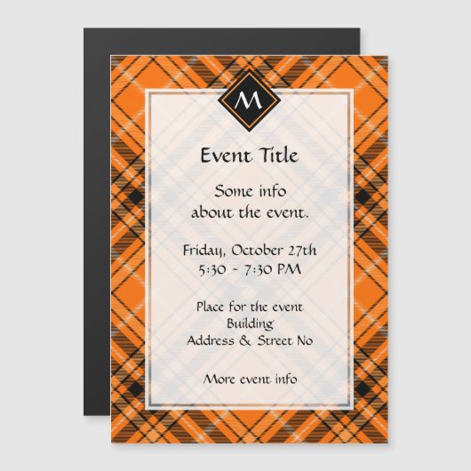 Invitation d'Halloween Tartan Orange (Devant / Derrière)