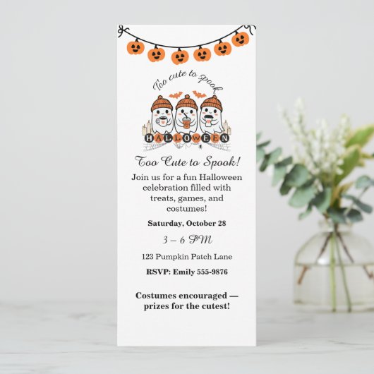 Invitation d'Halloween "Trop mignonne pour parler" (Debout devant)