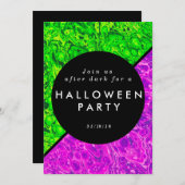 Invitation d'Halloween vert et violet (Devant / Derrière)