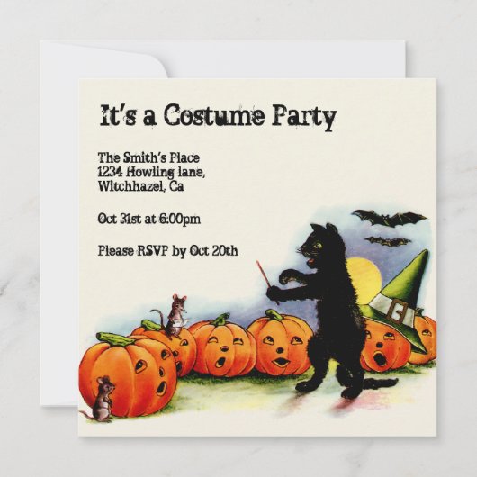 Invitation d'Halloween Vintage (Devant)