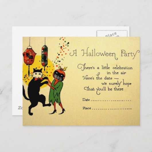 Invitation d'Halloween vintage (Devant / Derrière)