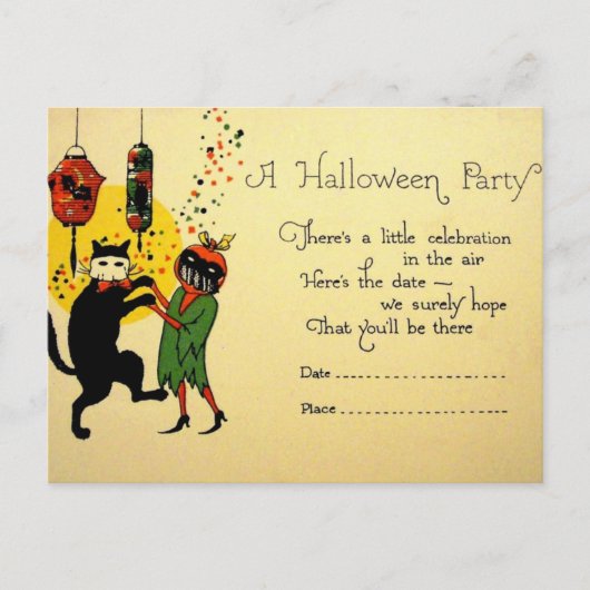 Invitation d'Halloween vintage (Devant)