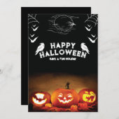 Invitation d'Halloween vintage, fête d'Halloween (Devant / Derrière)