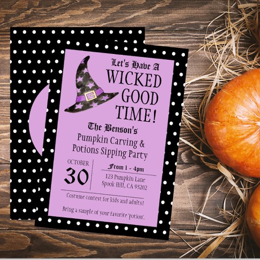 Invitation d'Halloween violet bon temps