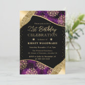 Invitation Dharma violet et or Motif 21e anniversaire (Debout devant)