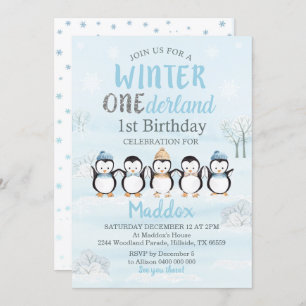 Invitation d'hiver de Pingouin 1er anniversaire