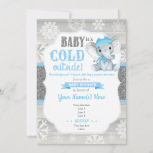 Invitation d'hiver Elephant pour le Baby shower ga