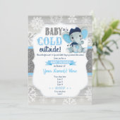 Invitation d'hiver Elephant pour le Baby shower ga (Debout devant)