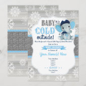 Invitation d'hiver Elephant pour le Baby shower ga (Devant / Derrière)