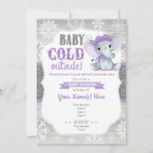 Invitation d'hiver Elephant pour une fille Douche  (Devant)