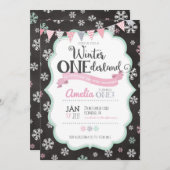 Invitation d'hiver ONE derland First Birthday (Devant / Derrière)