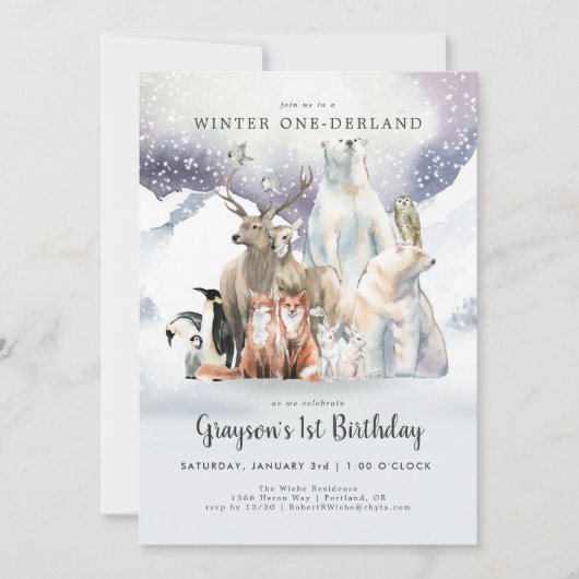 Invitation d'hiver ONE derland First Birthday (Devant)