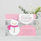 Invitation d'hiver ONE derland Pink Snowman (Debout devant)