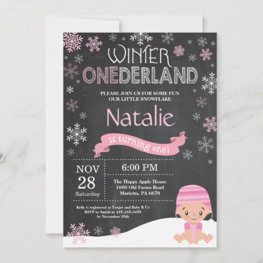 Invitation d'hiver Onederland 1er Birthday Invitat (Devant)