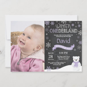 Invitation d'hiver Onederland 1er Birthday Invitat