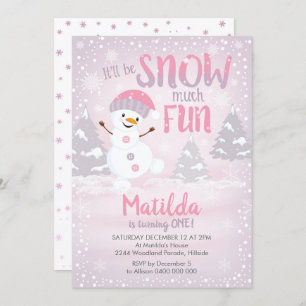 Invitation d'hiver Snowman 1er Birthday Girl
