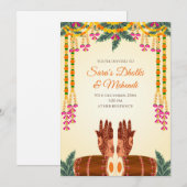 Invitation Dholki et invitations Mehendi (Devant / Derrière)