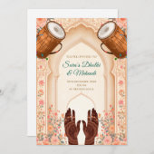 Invitation Dholki invites Mehndi invitations, Mehendi cards (Devant / Derrière)