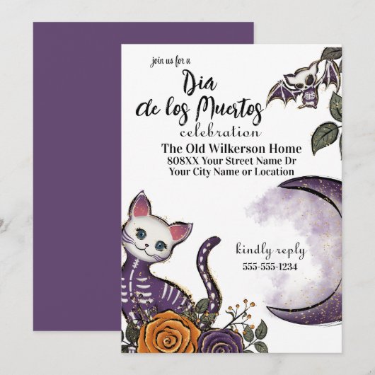 Invitation Dia de los Muertos (Devant / Derrière)
