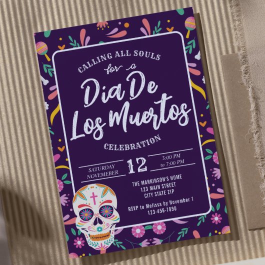 Invitation Dia De Los Muertos Crâne Mexicaine Fiesta Invitati