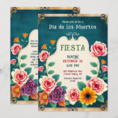 Invitation đđDia de los Muertos DorĂ© et Parti: (Devant / DerriĂšre)