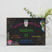 Invitation Dia De Los Muertos Jour des Anniversaires Morts 5x (Debout devant)