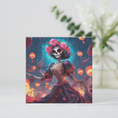 Invitation Dia de los Muertos (Jour des Morts) Squelette (Debout devant)