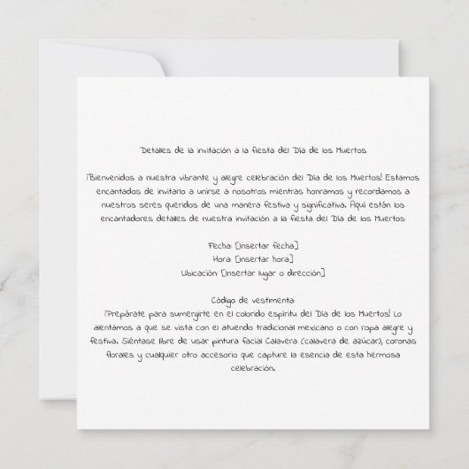 Invitation Dia de los Muertos "Lieu de repos aux chandelles" (Dos)