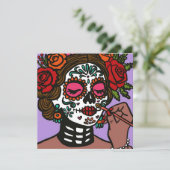Invitation Día de los Muertos Main Drawn Catrina (Debout devant)
