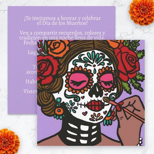 Invitation Día de los Muertos Main Drawn Catrina