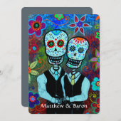 INVITATION DIA DE LOS MUERTOS NOVIOS COUPLE MARIAGE (Devant / Derrière)
