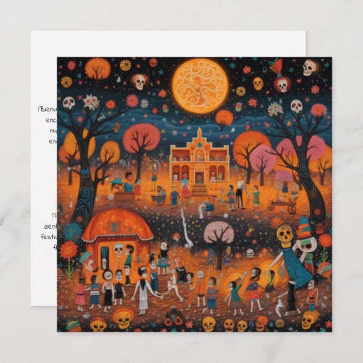 Invitation "Dia de los Muertos", rythmes de la fête (Devant / Derrière)