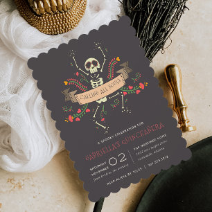 Invitation Día de los Muertos Thème Quinceanera