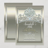 Diadème Anniversaire Princesse Coeur Ivoire Platin