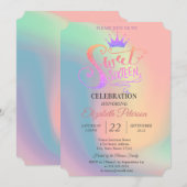Invitation Diadème chic pailleté holographique pour une fête (Devant / Derrière)
