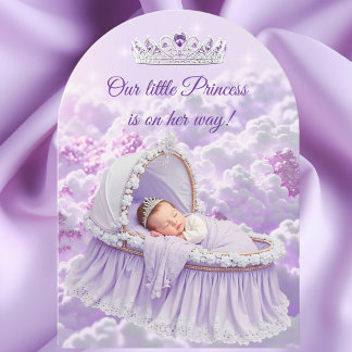 Invitation Diadème de Baby Shower Princesse Lilas Violet