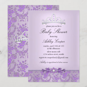 Invitation Diadème de Baby Shower Purple Princess