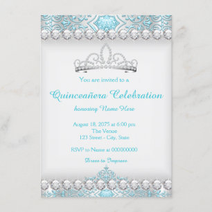 Invitation Diadème de diamant bleu sarcelle Princesse Quincea